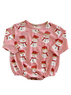 Snowman Pink Organic Long Sleeve T-Shirt Bubble