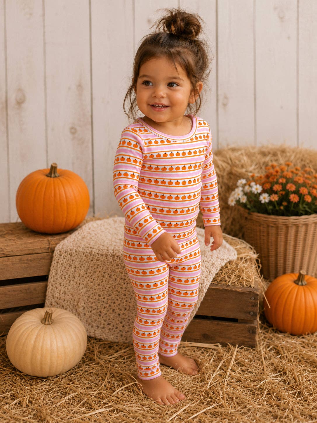 Pumpkin Stripe Pink Organic 2-Piece Set