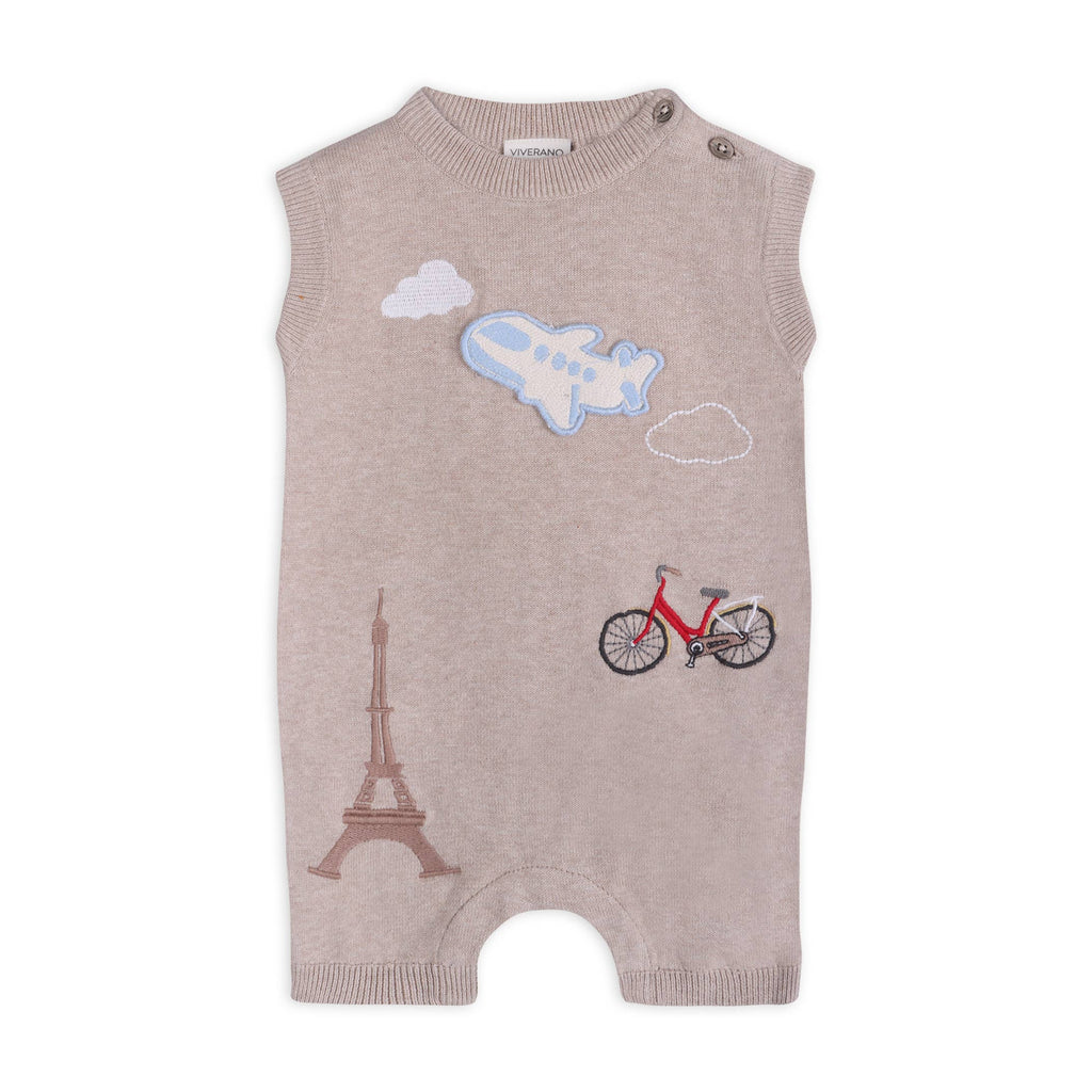Paris Embroidered Baby Knit Romper