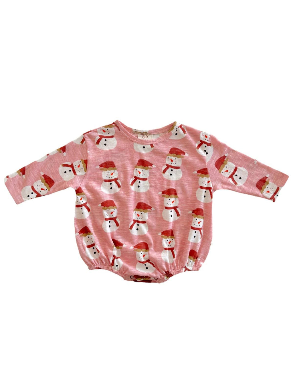 Snowman Pink Organic Long Sleeve T-Shirt Bubble