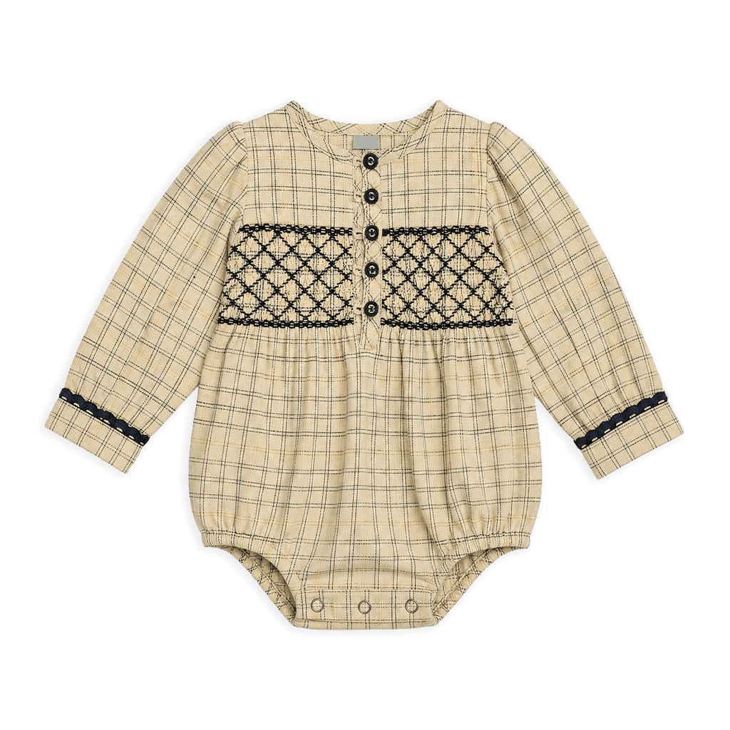 Hand Smocked Gingham Baby Romper