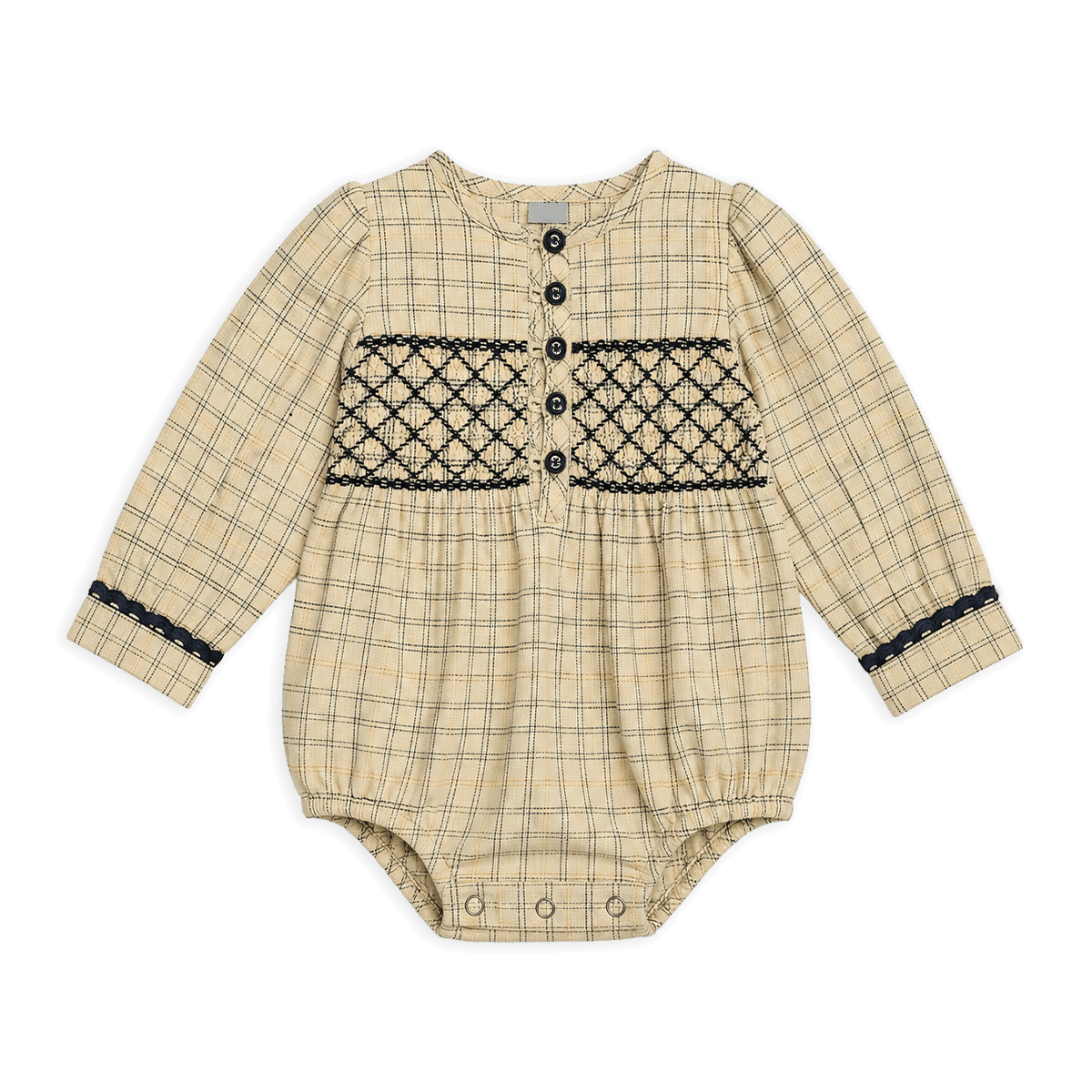 Hand Smocked Gingham Baby Romper