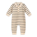 Stripe & Collar Knit Jumpsuit
