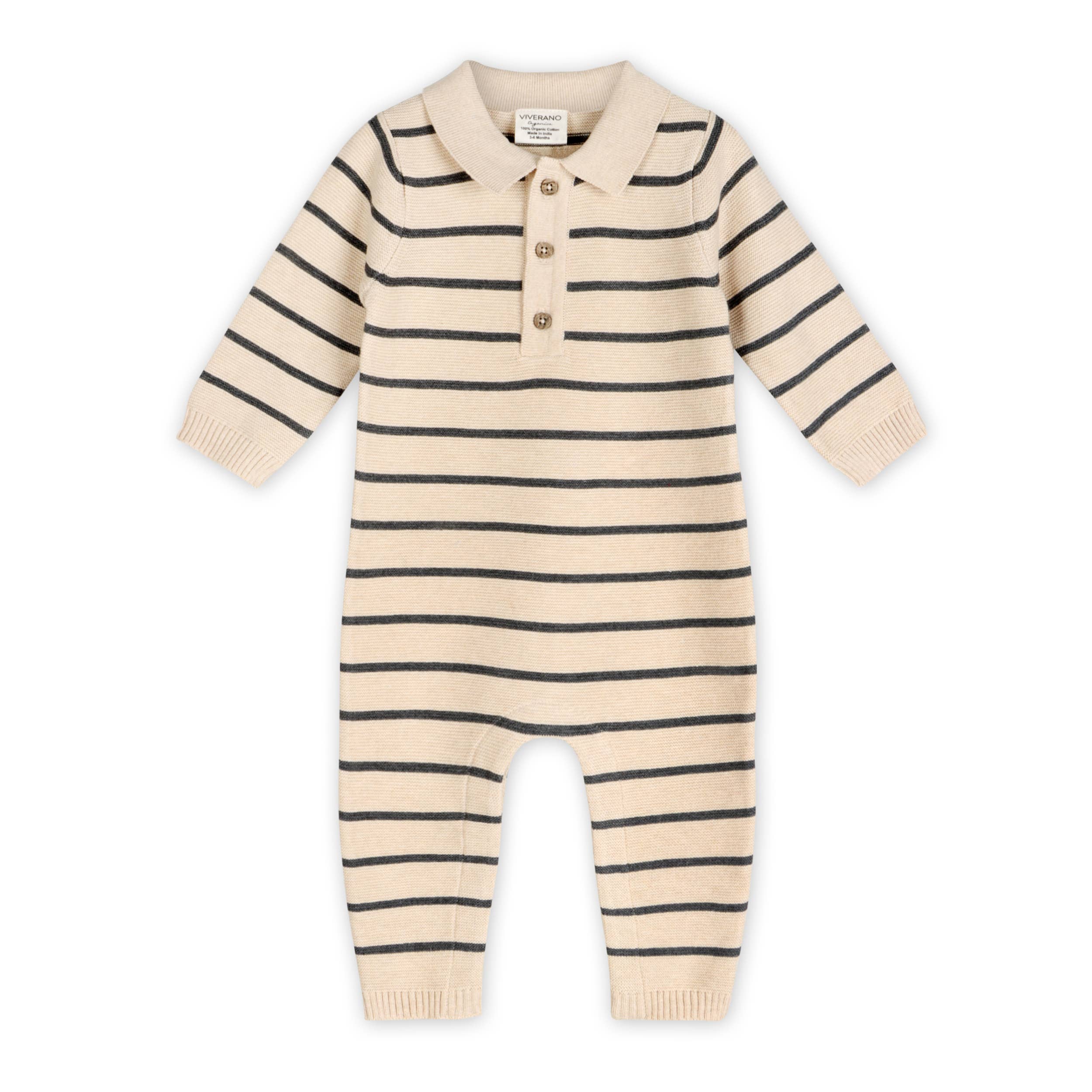Stripe & Collar Knit Jumpsuit