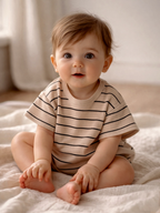 Tan & Black Stripe Ribbed T-Shirt Bubble