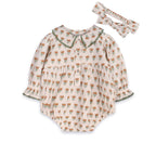 Block Print Floral Baby Romper & Headband