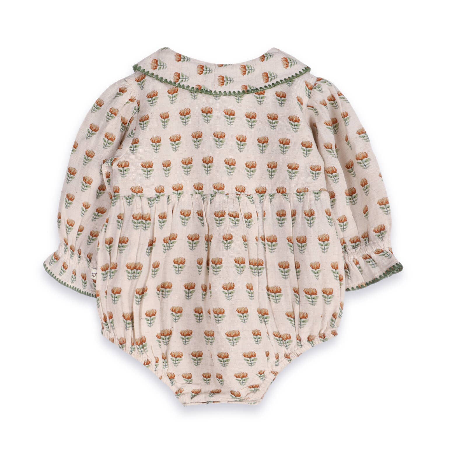 Block Print Floral Baby Romper & Headband