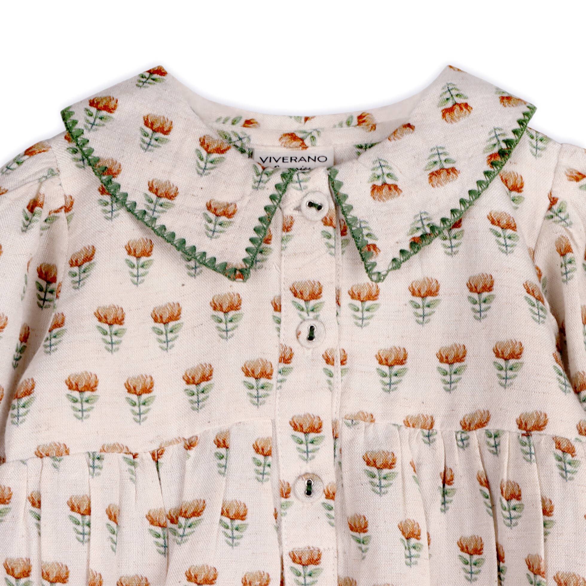 Block Print Floral Baby Romper & Headband