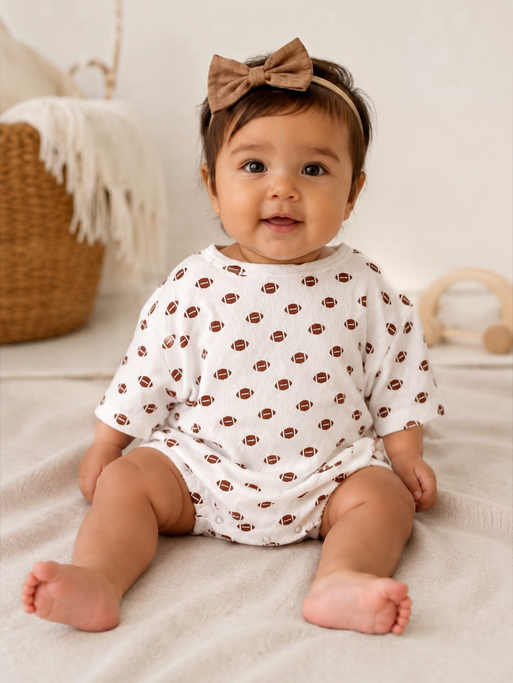 Football Organic Pointelle T-Shirt Bubble