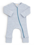 Dusty Blue Stripe 2-Way Zip Romper