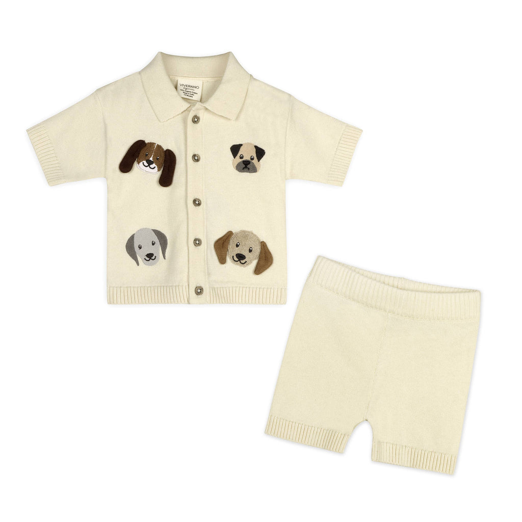 Doggy Embroidered Baby Shirt & Shorts Set