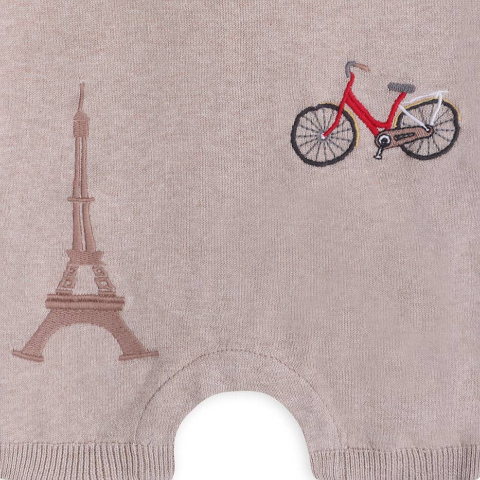 Paris Embroidered Baby Knit Romper