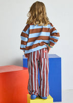 Striped Sweatshirt - Light Blue & Brown