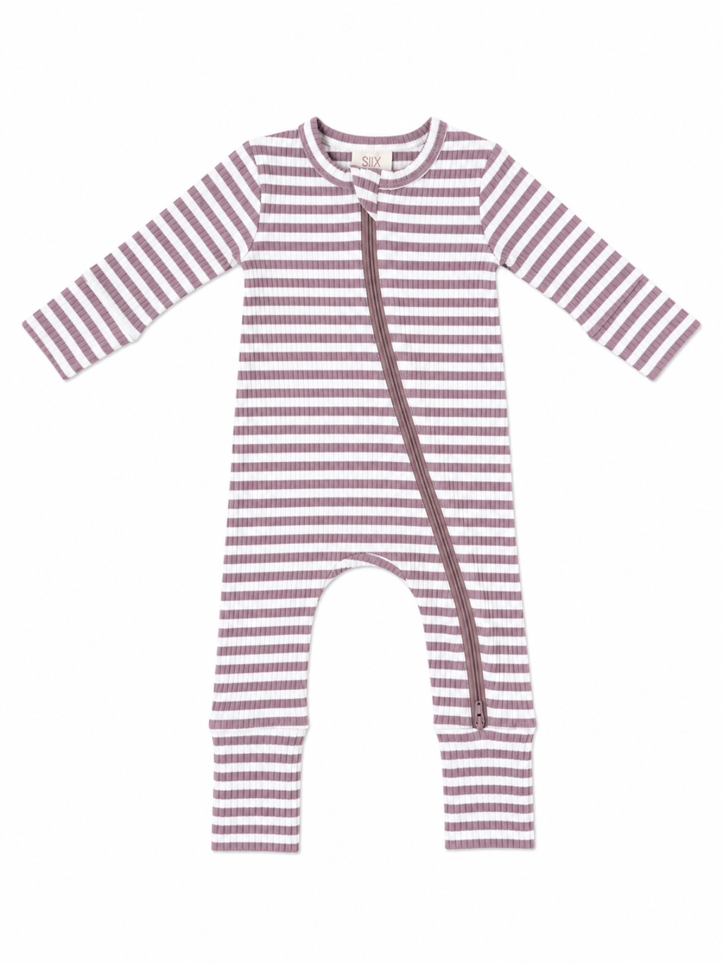 Violet Stripe Ribbed 2-Way Zip Romper