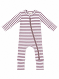 Violet Stripe Ribbed 2-Way Zip Romper