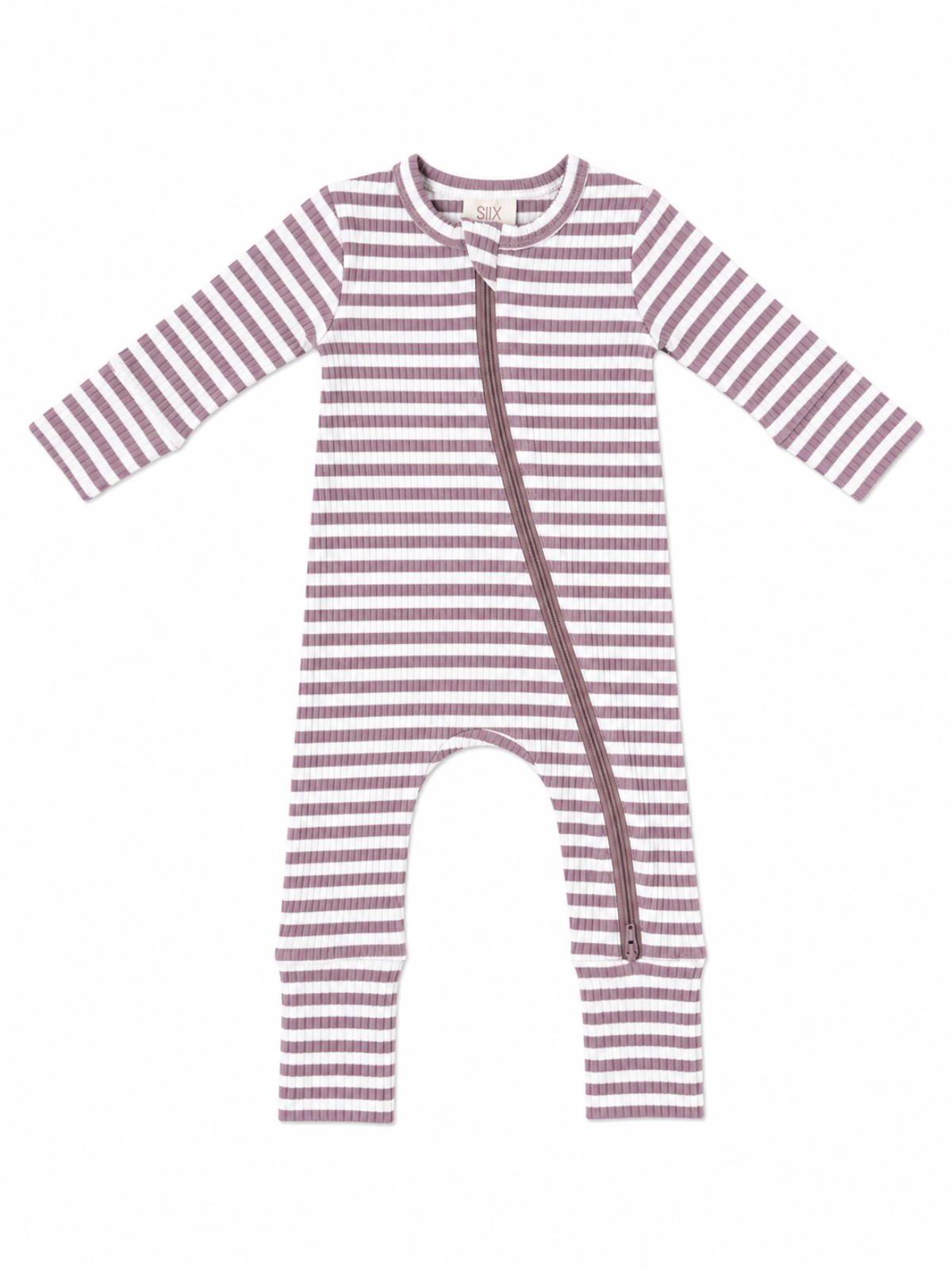 Violet Stripe Ribbed 2-Way Zip Romper