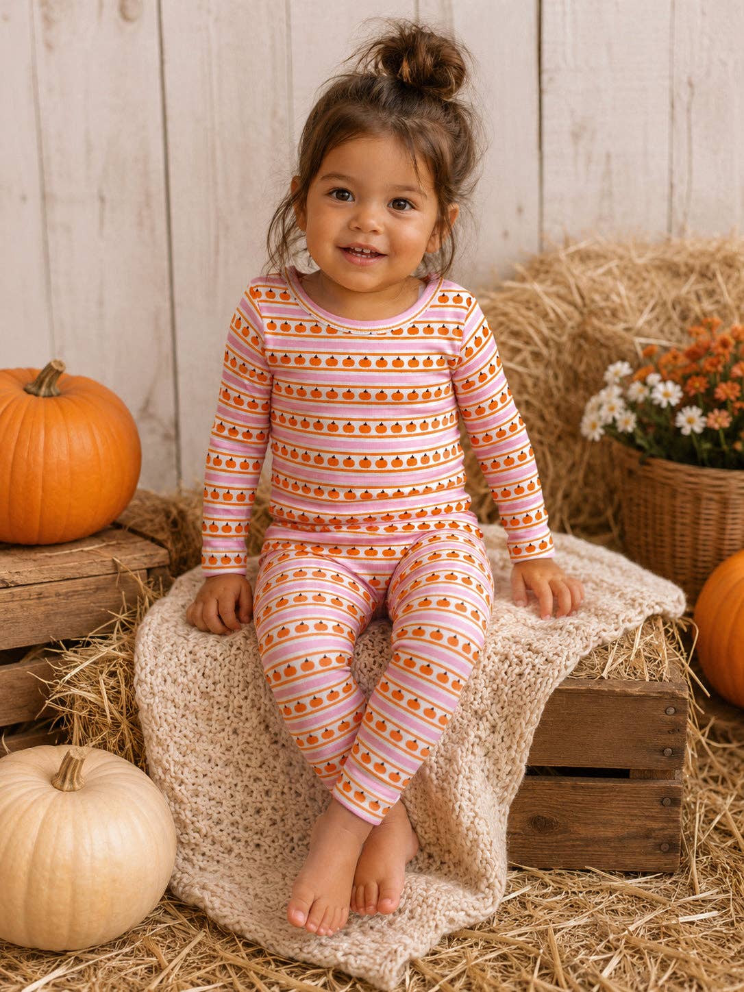 Pumpkin Stripe Pink Organic 2-Piece Set