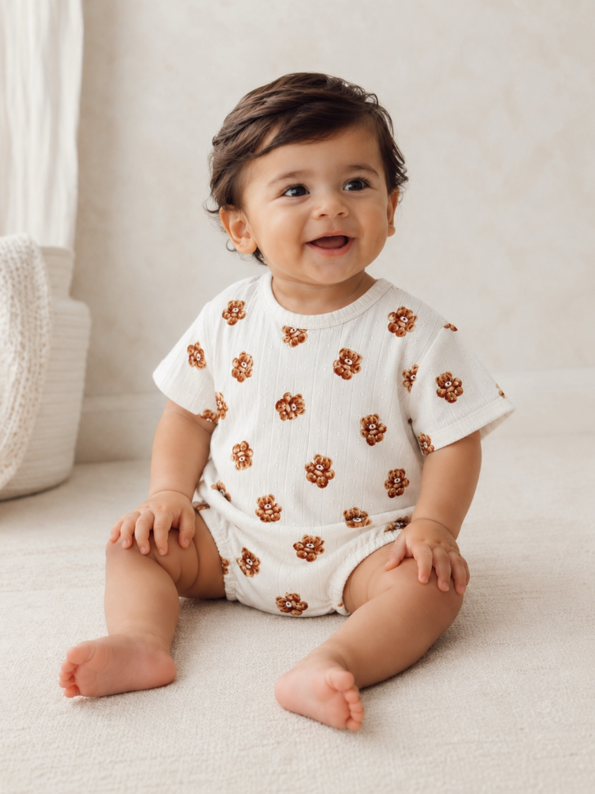 Teddy Bear Organic Pointelle T-Shirt Bubble